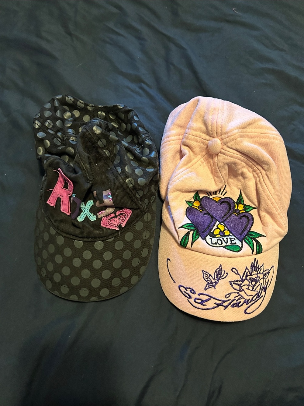 Ed Hardy Pink Kids Cap with Purple Heart Embroidery